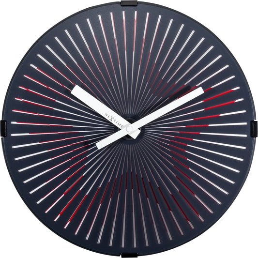 NeXtime - Wall clock- Ø 30 cm – Plastic – Motion clock-  Red – 'Motion Star – Red'