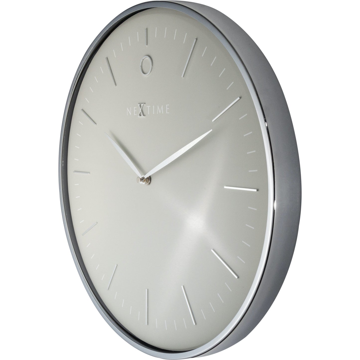 NeXtime - Wall clock- Ø 40 cm – Metal – Dome shaped glass- Grey – 'Glamour'
