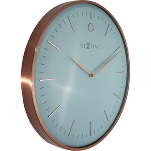 NeXtime - Wall clock- Ø 40 cm – Metal – Dome shaped glass- Turquoise – 'Glamour'