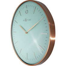 Load image into Gallery viewer, NeXtime - Wall clock- Ø 40 cm – Metal – Dome shaped glass- Turquoise – &#39;Glamour&#39;