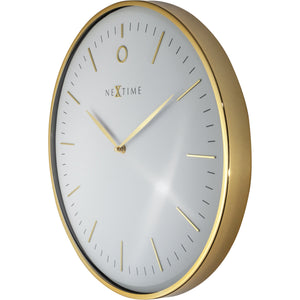 NeXtime - Wall clock- Ø 40 cm – Metal – Dome shaped glass- White – 'Glamour'