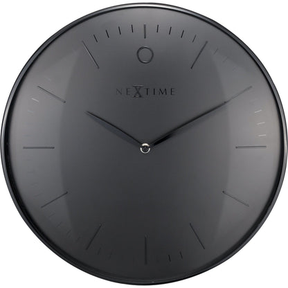 NeXtime - Wall clock- Ø 40 cm – Metal – Dome shaped glass- Black – 'Glamour'