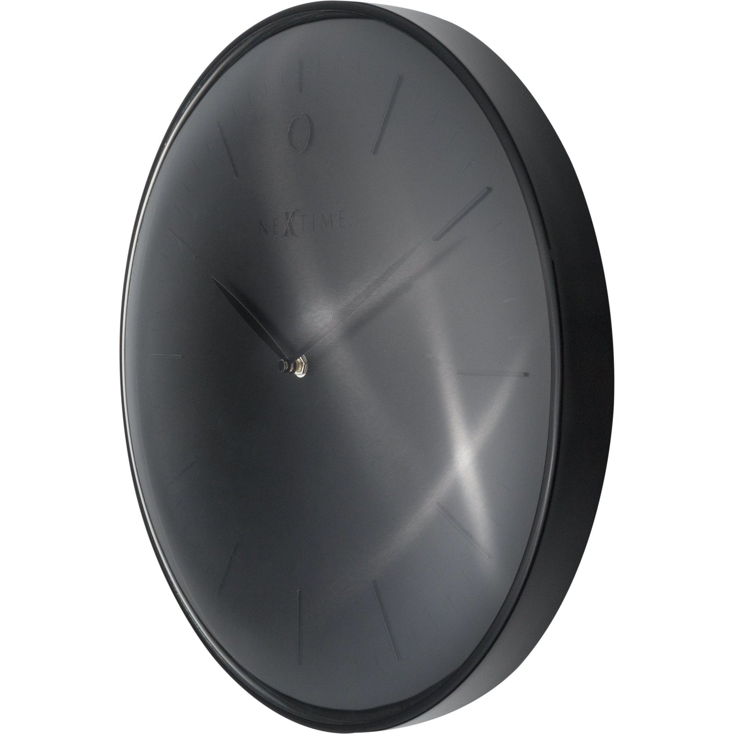 NeXtime - Wall clock- Ø 40 cm – Metal – Dome shaped glass- Black – 'Glamour'