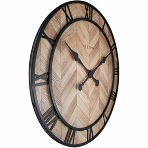 NeXtime- Wall clock - Ø 58cm -  Wood/Metal - Light Wood - 'Roman Vintage'