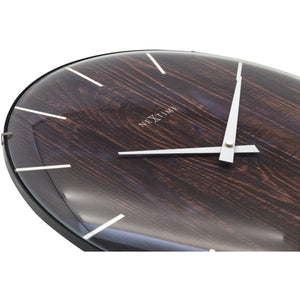 NeXtime- Wall clock - Ø 35 cm - Dome Glass - Brown - 'Edge Wood Dome'