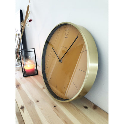 NeXtime- Wall clock - Ø 34 cm - Glass / Metal - Fruity Manderin - 'Essential Gold'