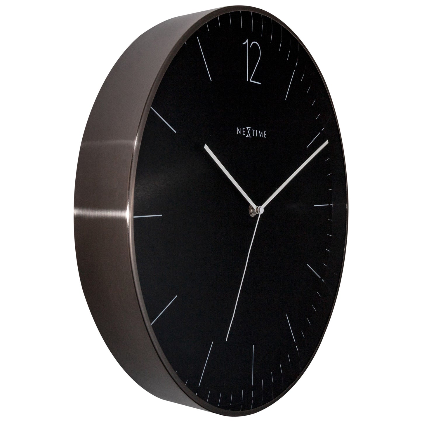 NeXtime - Wall clock – Ø 40cm - Metal & Glass - Black & Gold - 'Very Essential'