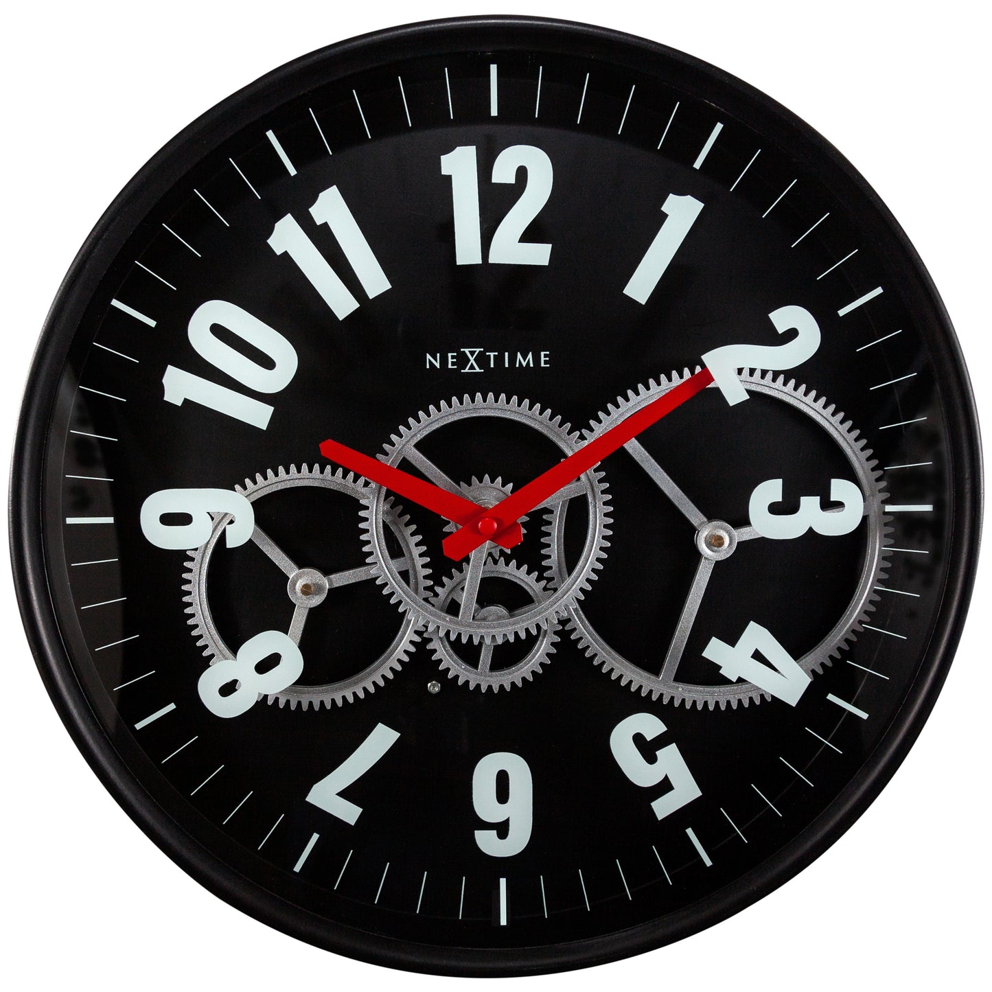 Gear Clock - Black -  40 cm - Metal/Glass - Modern Gear Clock - NeXtime