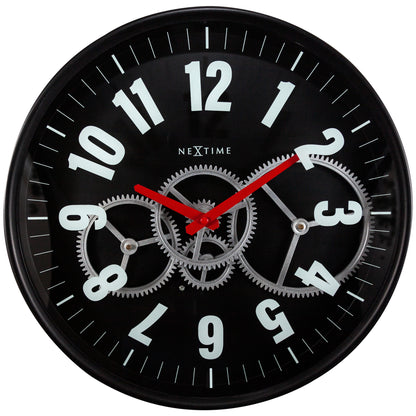 Gear Clock - Black -  40 cm - Metal/Glass - Modern Gear Clock - NeXtime