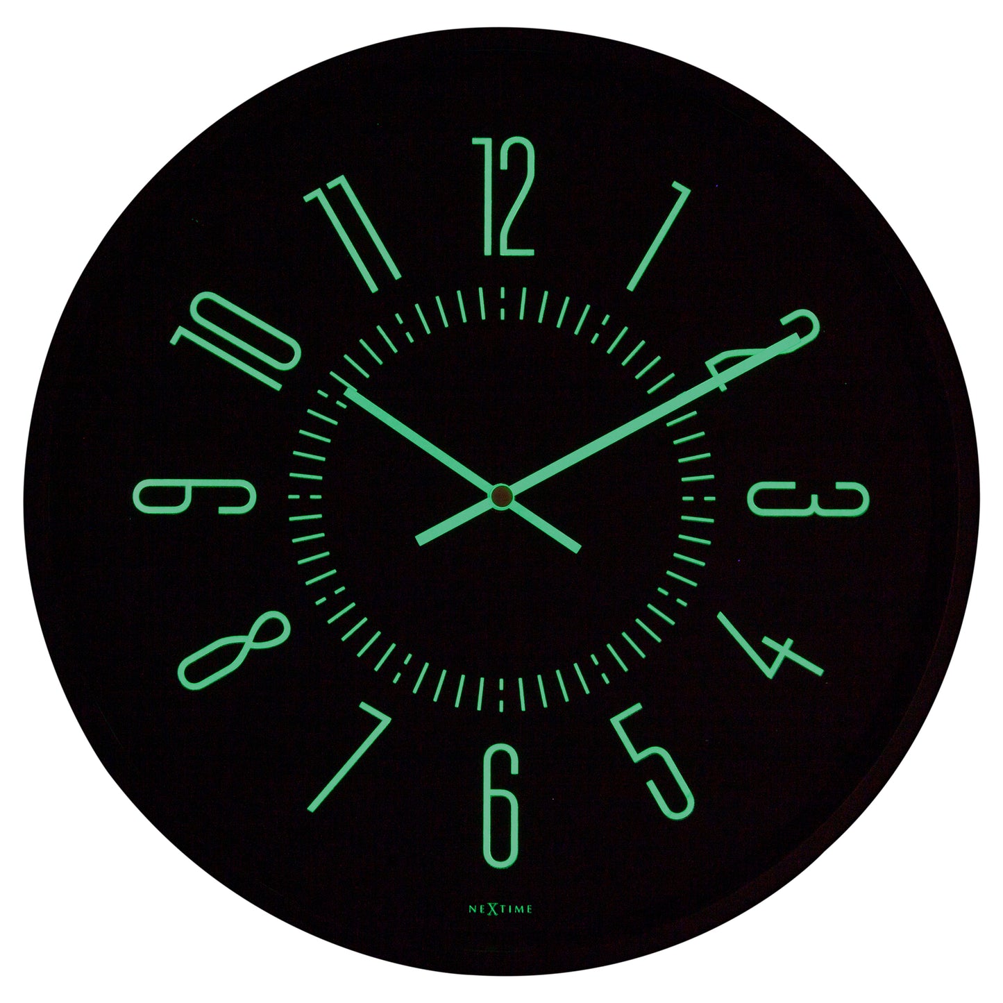 Wall Clock - Glow in the dark - Black - 35cm - Silent - Luminous - NeXtime