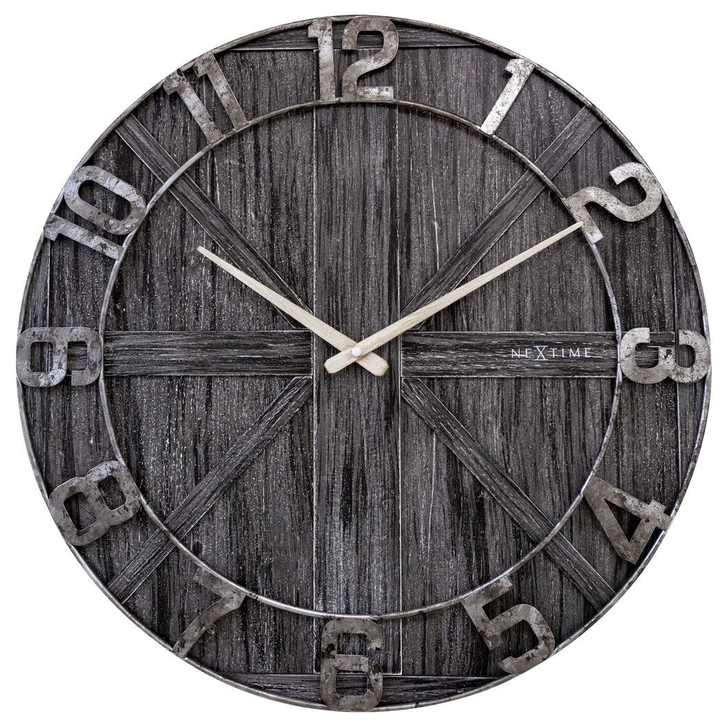 Large wall clock - 50cm - Silent - Black - Wood - Metal - 
