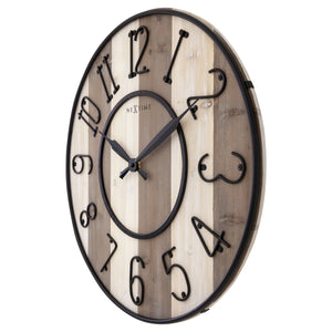 Large Wall Clock - 50cm - Silent - Wood - Black Metal - "Oxford" -NeXtime