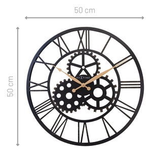 Large Roman Wall Clock - 50cm - Silent - Openfaced - Metal - "Birmingham" - NeXtime