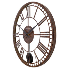 Load image into Gallery viewer, Large Roman Wall Clock - 50cm - Open Faced - Brown - Metal - Pendulum - &quot;London&quot; - NeXtime