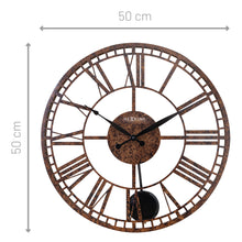 Load image into Gallery viewer, Large Roman Wall Clock - 50cm - Open Faced - Brown - Metal - Pendulum - &quot;London&quot; - NeXtime