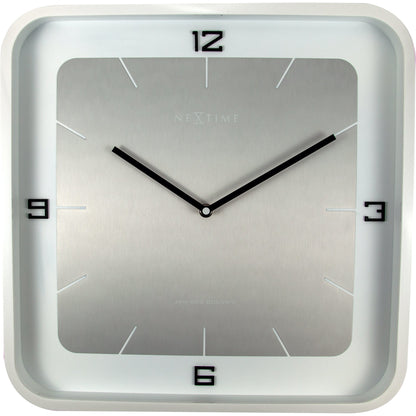 NeXtime - Wall clock - 40 x 40 x 4 cm - Wood - White - 'Square Wall'