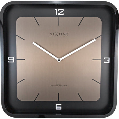 NeXtime - Wall clock - 40 x 40 x 4 cm - Wood - Black - 'Square Wall'