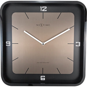NeXtime - Wall clock - 40 x 40 x 4 cm - Wood - Black - 'Square Wall'
