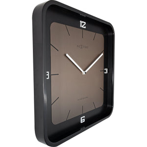 NeXtime - Wall clock - 40 x 40 x 4 cm - Wood - Black - 'Square Wall'