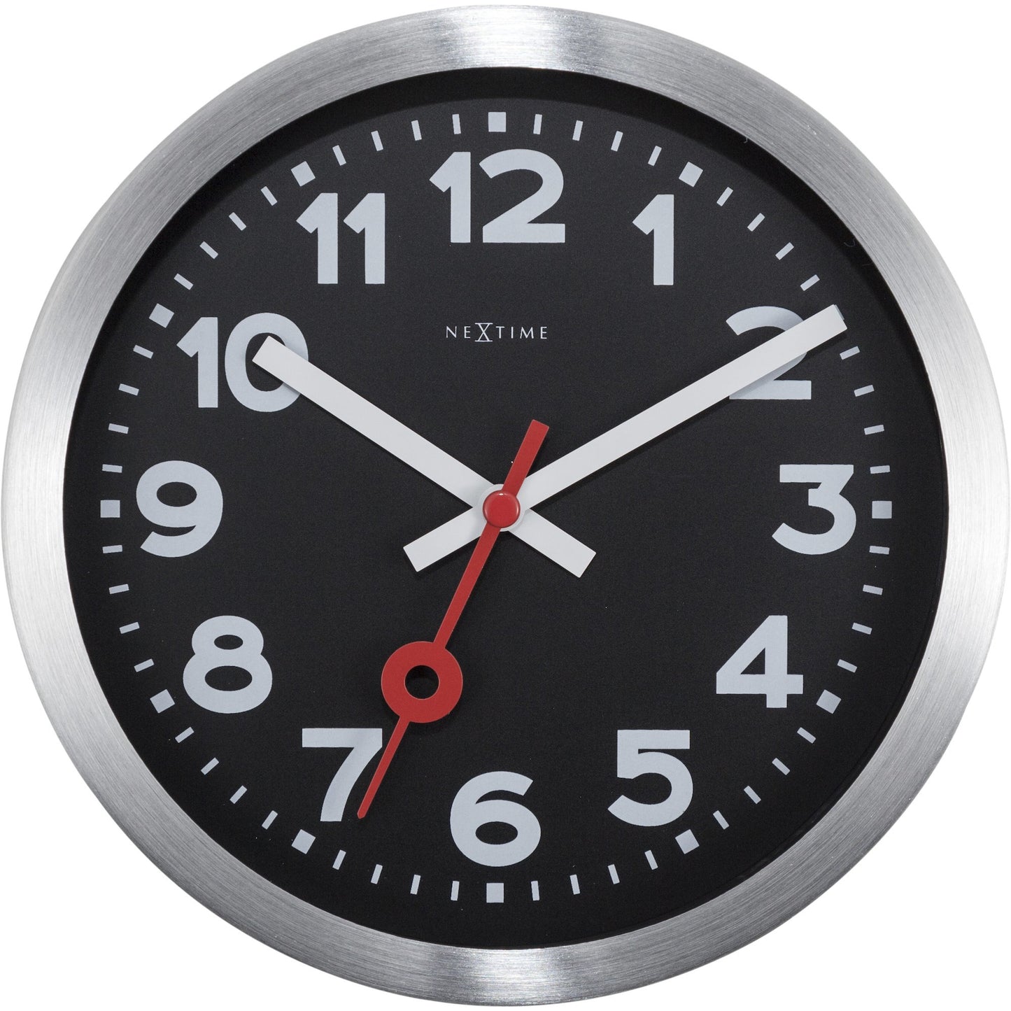 NeXtime - Wall clock/Table clock - Ø 19 cm - Aluminum – Black - ' Station Numbers'