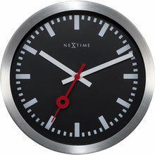 Load image into Gallery viewer, NeXtime - Wall clock/Table clock- Ø 19 cm – Aluminum – Black – &#39;Station Stripe&#39;
