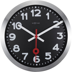 NeXtime - Wall clock - Ø 35 cm – Aluminum – Black – 'Station Numbers'