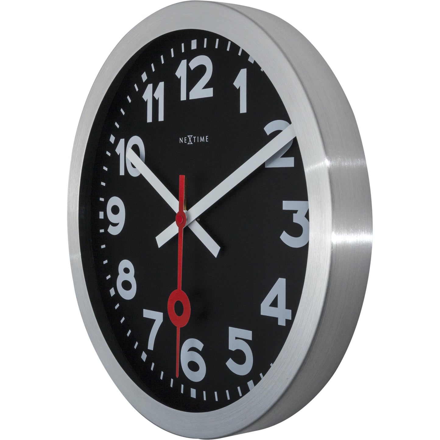 NeXtime - Wall clock - Ø 35 cm – Aluminum – Black – 'Station Numbers'