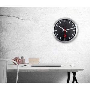 NeXtime - Wall clock- Ø 35 cm – Aluminum -Black – 'Station Stripe'