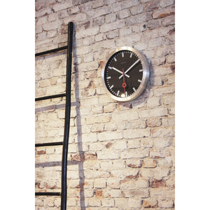 NeXtime - Wall clock- Ø 35 cm – Aluminum -Black – 'Station Stripe'
