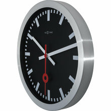 Load image into Gallery viewer, NeXtime - Wall clock- Ø 35 cm – Aluminum -Black – &#39;Station Stripe&#39;