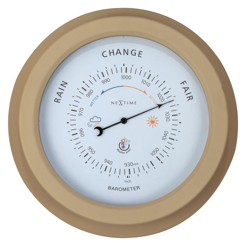 Outdoor Barometer - 22 cm Ø - Metal - Brown - 