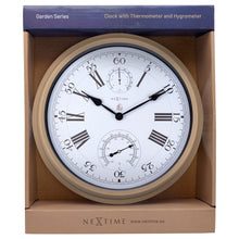 Load image into Gallery viewer, Wall clock with Thermometer and Hygrometer - 40.5 cm Ø - Metal - Brown - &quot;Hyacinth&quot;