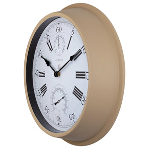 Wall clock with Thermometer and Hygrometer - 40.5 cm Ø - Metal - Brown - "Hyacinth"
