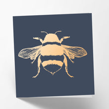 Load image into Gallery viewer, Grey-Blue Bee Card with Foil