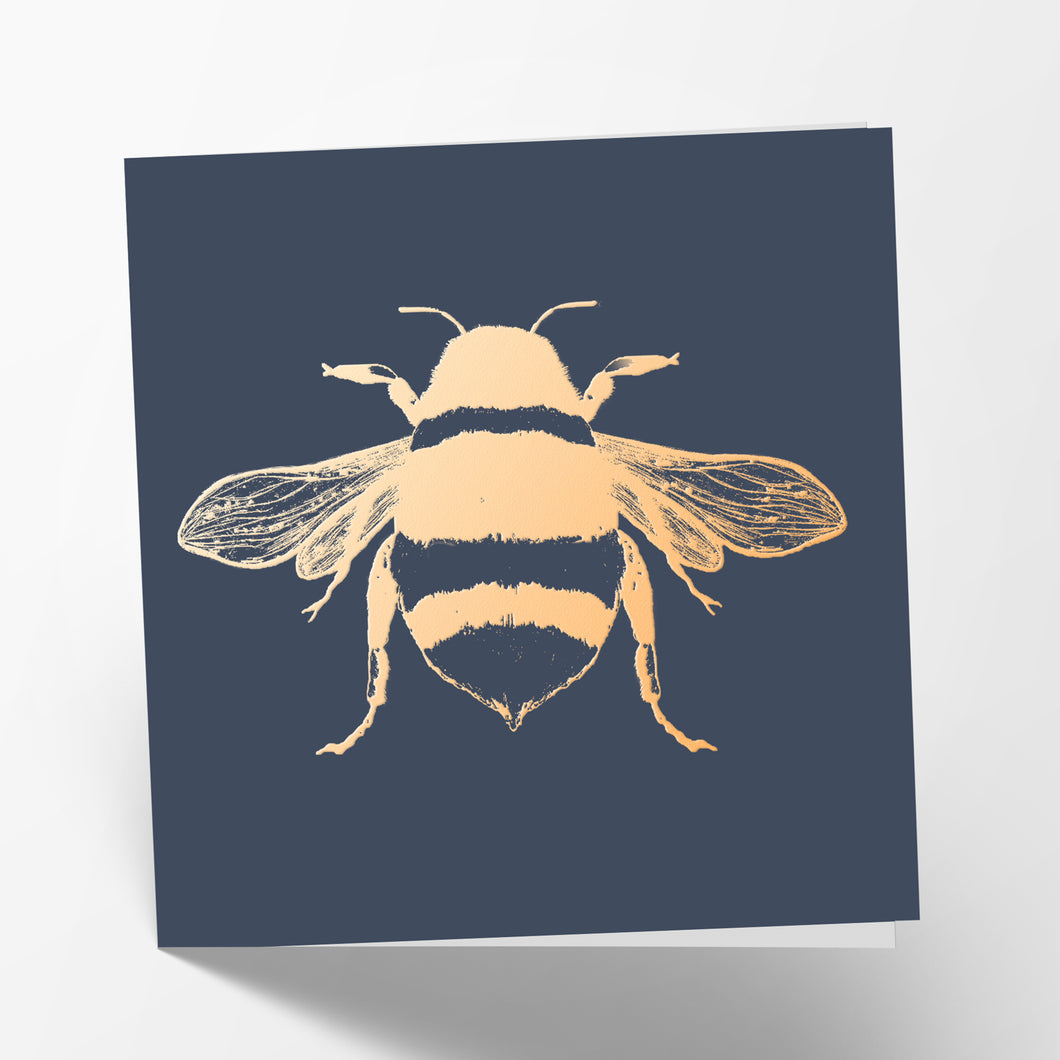 Grey-Blue Bee Card with Foil
