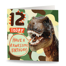 Load image into Gallery viewer, 12 Today - Rawrsome Green Camo Card