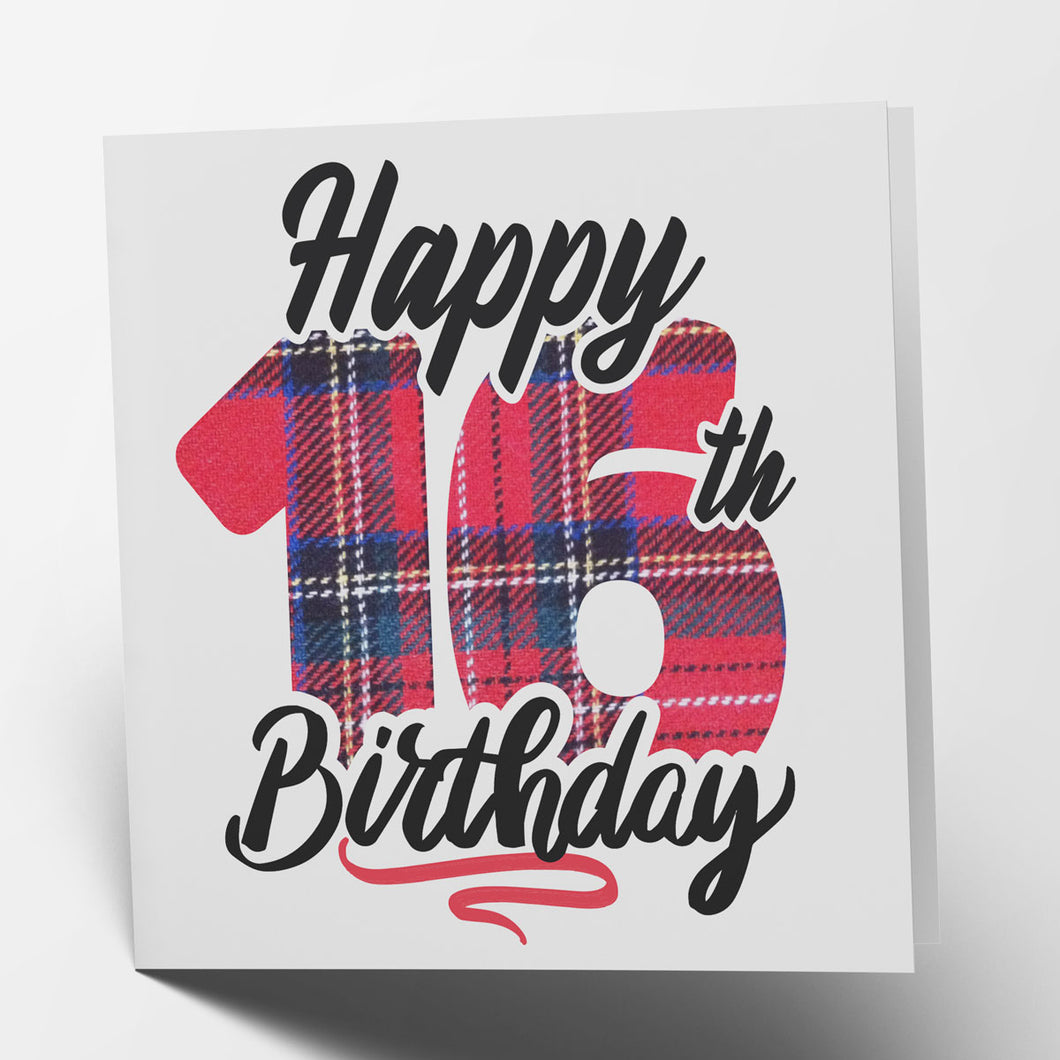 Happy 16th Birthday - Tartan Card