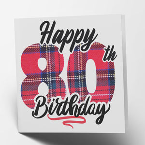 Happy 80th Birthday - Tartan Card
