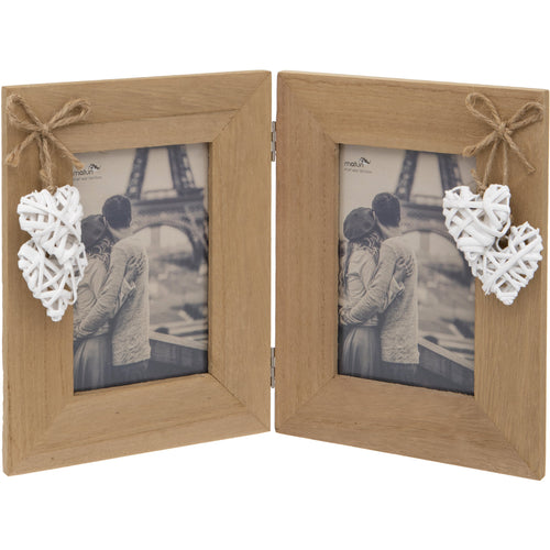 Woven Heart Double Photo Frame 6 x 4-Inch