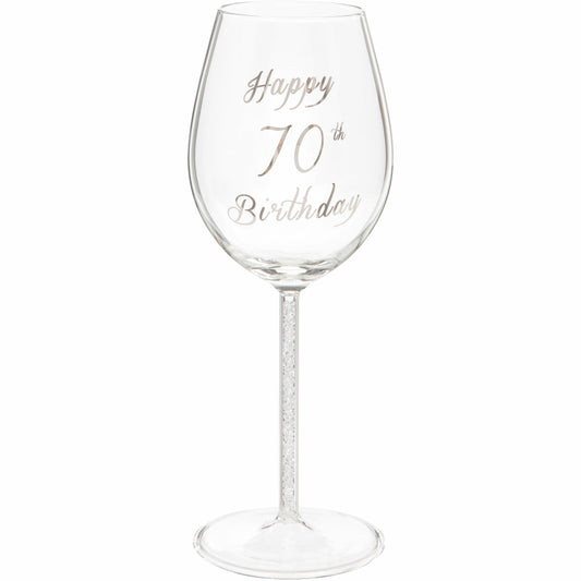 70th Birthday Wine Glass