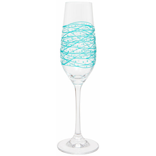 Hand Painted Turquoise Champagne Flute