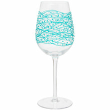 Load image into Gallery viewer, Hand Painted Turquoise Wine Glass