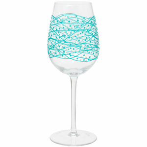 Hand Painted Turquoise Wine Glass