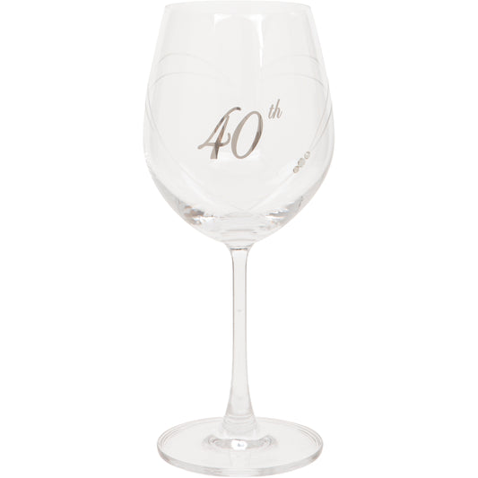 Etched Heart Wine Glass - 40th