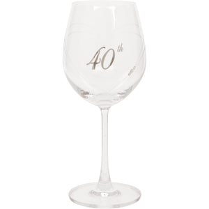 Etched Heart Wine Glass - 40th