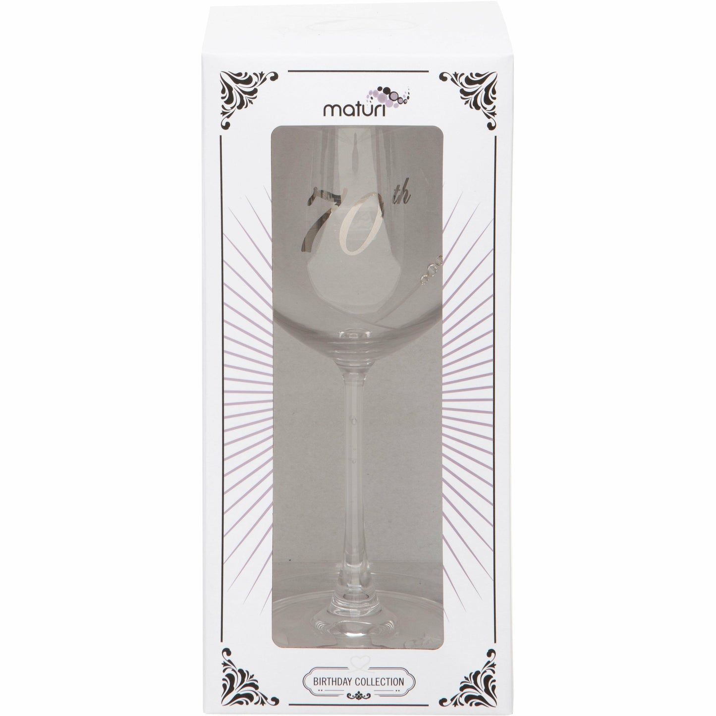 Etched Heart Wine Glass - 70th
