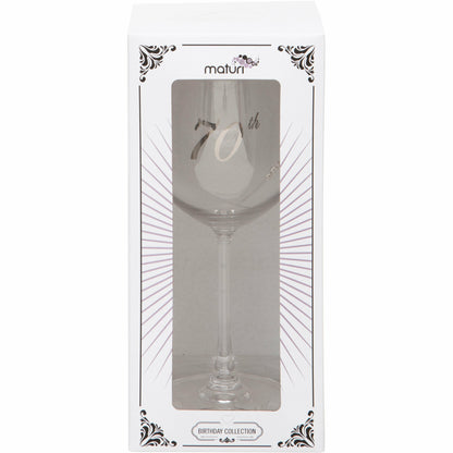 Etched Heart Wine Glass - 70th
