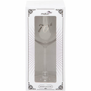 Etched Heart Wine Glass - 70th