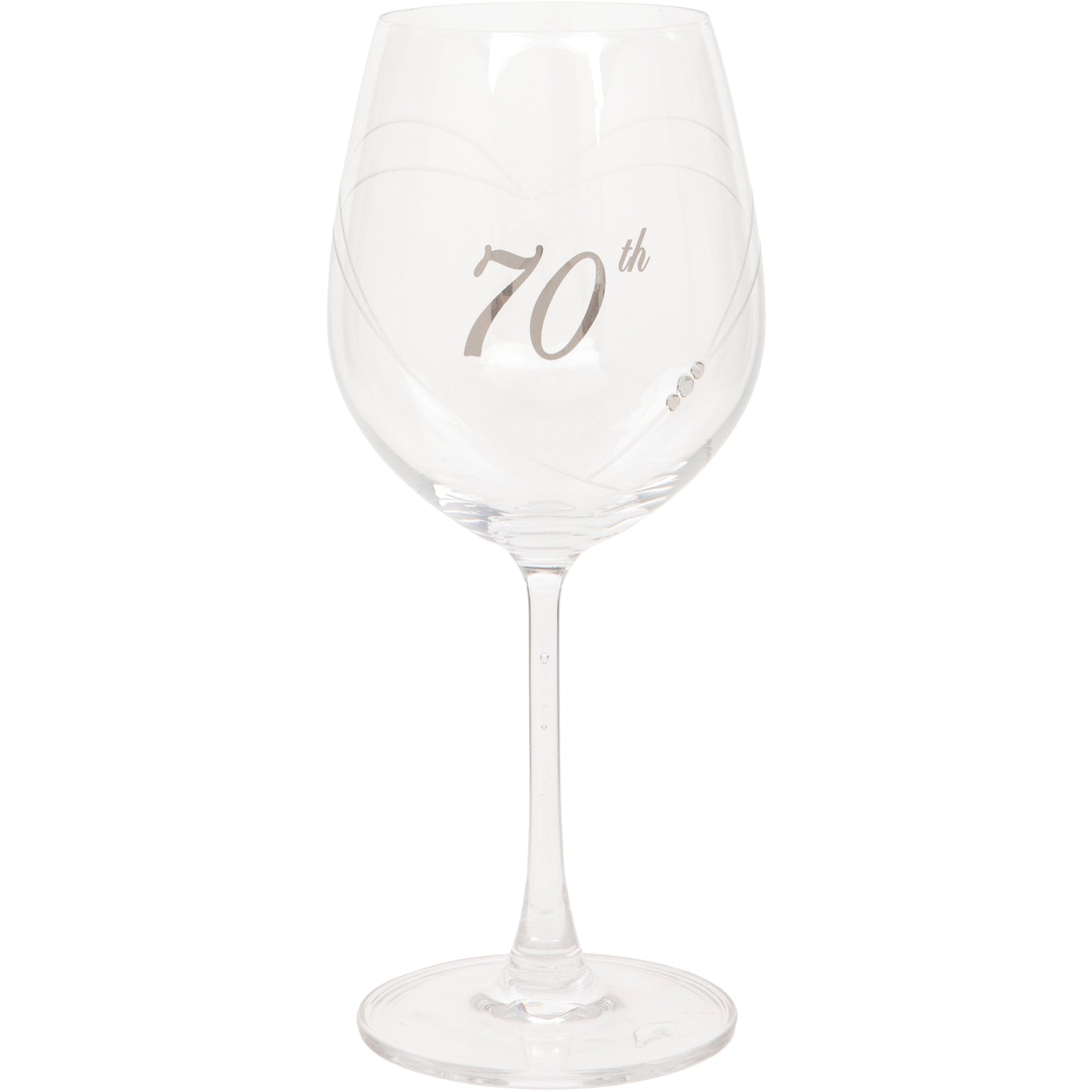 Etched Heart Wine Glass - 70th
