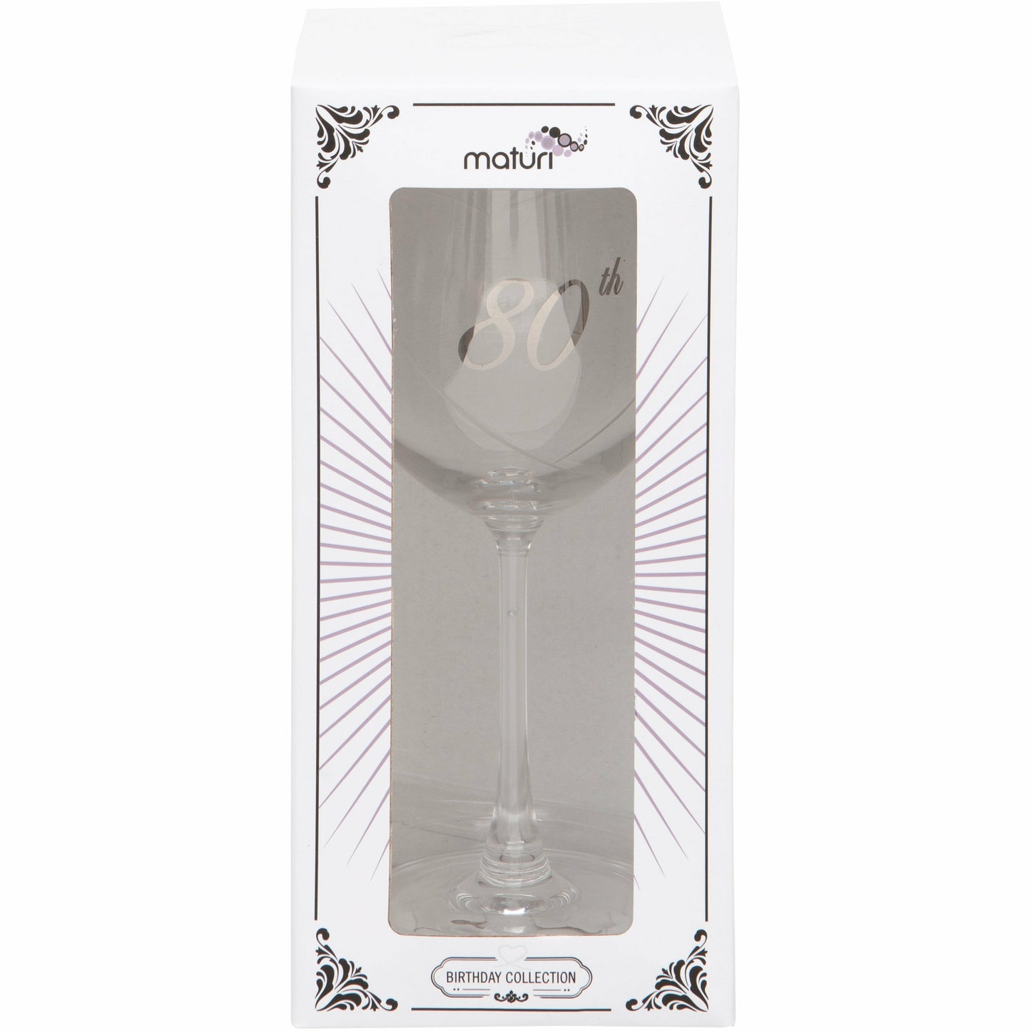 Etched Heart Wine Glass - 80th